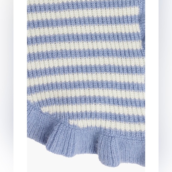 GANNI Striped Ruffled Wool & Cashmere Blend Collar NWT - Picture 7 of 10
